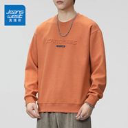 真維斯（Jeanswest）重磅衛(wèi)衣男春秋季新款寬松套頭圓領(lǐng)長袖t恤男士打底衫 2310橙色 3XL