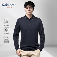 卡爾丹頓（KALTENDIN）春季長(cháng)袖POLO衫男士商務(wù)通勤T恤純色簡(jiǎn)約休閑打底衫 深藍色 M