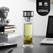 富光銘其雙層玻璃杯 黑色 330ml
