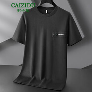 財(cái)子都（CAIZIDU） 夏季薄款短袖體恤男裝加肥加大汗衫胖子休閑圓領(lǐng)寬松大碼半袖t恤 黑色 XL