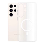 馳浪者【冰霧磁吸】適用三星S25Ultra手機(jī)殼瓦楞光柵高級感透明Galaxys25磨砂防指紋防摔男女簡約保護(hù)套 磨砂透白【瓦楞磁吸冰霧殼】指紋克星丨超薄散熱 三星Galaxy S24 Ultra