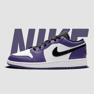 耐克（NIKE）【潮】Air Jordan aj1板鞋男女情侶款低幫耐磨透氣休閑運動(dòng)籃球鞋 553560/553558-500紫腳趾 女款GS 37.5