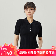 哥弟真的好（GIRDEAR）女裝豎坑條修身Polo針織T恤衫女A301172 黑 M (3碼)