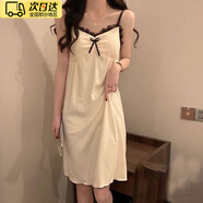 羽雅曼睡裙女夏季2025年新款女士睡衣吊帶學(xué)生花邊帶胸墊家居服睡衣裙 吊帶裙杏色 L 【90-120斤】【帶胸墊可拆】