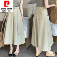 皮爾卡丹（pierre cardin）日系感卡其色闊腿裙褲女2025春夏新款高腰顯瘦休閑七八分褲子 卡其色 XL