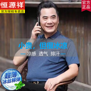 恒源祥爸爸短袖t恤Polo衫中老年人短袖打底衫夏裝中年男士冰絲衣服爺爺 藏青--F3 L 115-130斤