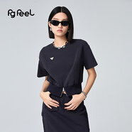 普普風(fēng)2025年夏季新款女裝軟糯舒適酷感拉鏈開衩T恤QB3T22356S 灰色 M