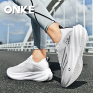ONKE夏季新款運動鞋男回彈減震輕便網(wǎng)面透氣跑鞋女防滑耐磨休閑跑步鞋 冰川白 40