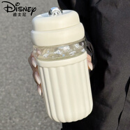 迪士尼（Disney）可愛水杯耐熱吸管便攜學(xué)生上學(xué)專用女生玻璃杯夏天高顏值隨手杯子 白色(贈mini玉桂狗貼) 茶隔 520ml