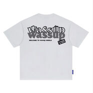 wassup美式字母純棉短袖T恤男夏季寬松重磅百搭潮流街頭情侶上衣 白色黑白色黑 白色黑白色黑 M 三標(biāo)齊全