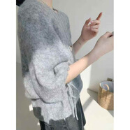 姿偉祺蝙蝠袖馬海毛針織衫康賽妮柔軟寬松毛衣 灰色 均碼