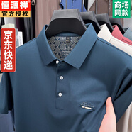 恒源祥（HYX）高端短袖POLO衫t恤男夏季冰爽涼感中年半袖打底衫薄款商務(wù)休閑 蘭色 3XL /190碼