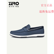 零度Zero零度男鞋新品樂(lè )福鞋2022夏季頭層羊皮休閑單鞋軟 藍色 41