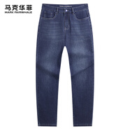 馬克華菲（FAIRWHALE）春秋新款牛仔褲男士直筒薄款舒適寬松休閑褲修身長(cháng)褲褲子 深藍 S