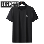 JEEP SPIRIT吉普恤男夏季短袖男士跑步健身體恤冰絲速干衣男運(yùn)動(dòng)上衣 黑色1019 L 號(hào)建議90-110斤左右穿