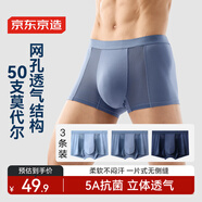 京東京造【新風(fēng)系列002】-莫代爾冰絲空調(diào)褲男式內(nèi)褲男3條裝 組合一_L