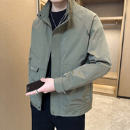 花花公子（PLAYBOY OUTDOOR）立領(lǐng)男裝夾克外套男士春秋裝外套2025新款潮流修身工裝冬天上衣服 軍綠色 2XL