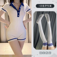 撩欲學(xué)姐*大碼180斤性感辣妹純欲日系水手體操服連衣短褲JK海軍風(fēng) 白色連體+白藍襪 M 80-120斤