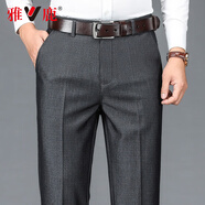 雅鹿夏季薄款中年男士休閑褲中老年人加肥加直筒大碼西褲外穿爸爸褲子 麻灰色 31