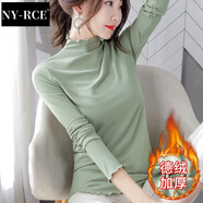 NY-RCE半高領(lǐng)打底衫女內搭春秋新款秋冬女裝長(cháng)袖t恤薄款上衣 1DD017R薄荷綠（德絨加絨） M