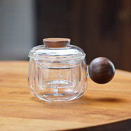 全度高硼硅耐高溫辦公杯茶杯煙灰色杯子簡約帶過濾茶水分離玻璃杯迷你 花朵墩墩杯【透明】200ml1只