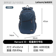 IN-WAYINWAY盈威戶外休閑防水大容量登山包輕便徒步爬山旅行背包30L 深藍（33L）