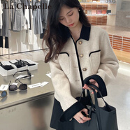 拉夏貝爾（La Chapelle）短外套女裝2025年春秋季新款上衣小個(gè)子小香風(fēng)外套衣服毛呢大衣女 乳白色 L