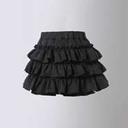 童槐兒童百褶蛋糕裙2025夏新款女童白色半身短裙5歲女孩蓬蓬裙公主裙 大擺黑色堆堆裙 150 身高145左右