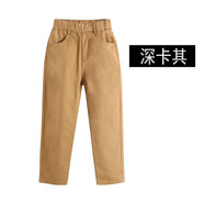 毛毛鴨男童西褲兒童春夏卡其小學(xué)生校褲女童松緊腰演出黑藏青色校服褲子 黃卡其色-春秋長(cháng)褲 120