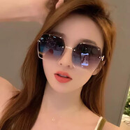 v 威斯貝斯新款夏季品牌太陽(yáng)鏡女士圓臉無(wú)框時(shí)尚大臉顯瘦墨鏡防紫外線(xiàn)眼鏡女 【升級版】漸變灰