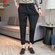 皮爾卡丹（pierre cardin）休閑褲子男士春夏季簡(jiǎn)約風(fēng)百搭修身小腳褲彈力小個(gè)子錐形九分褲男 黑色 33