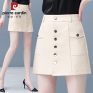 皮爾卡丹（pierre cardin）西裝短褲裙女2025年秋季春秋外穿裙褲新款假兩件a字半身裙子 杏白色 5326 2XL 125斤 -135斤