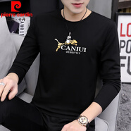 皮爾卡丹（pierre cardin）純*棉春裝男裝長袖t恤潮流上衣服韓版體恤打底衫春夏衣內(nèi)穿內(nèi)搭I(lǐng)N M1179黑色 M 【：85-100斤】