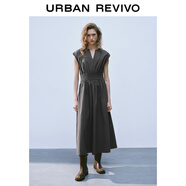 UR2025春季新款女裝簡(jiǎn)約V領(lǐng)打攬收腰無(wú)袖連衣裙UYY750004 深灰 (袖口偏大) S