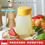 優(yōu)道玻璃杯防炸玻璃水杯高硼硅耐熱酸奶高顏值女小清新小巧便攜杯子 曙黃 380ml 1只