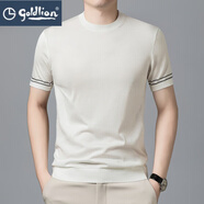GOLDLION G+金利來(lái)桑蠶絲短袖T恤男士圓領(lǐng)上衣2025年夏季薄款萊賽爾體恤衫男 Y1857A白色 L [111-120斤]