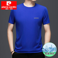 皮爾卡丹（pierre cardin）夏季新款短袖t恤男圓領冰絲涼感上衣休閑透氣半袖體恤男士汗衫 克萊因藍 M