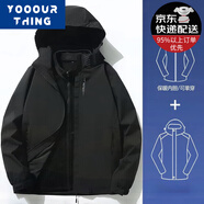 YOOOURTHING外套夾克男女春秋冬三合一可拆卸內(nèi)膽外套棉戶外登山服防風(fēng)夾克 黑色(三合一) XL (建議110-135斤)