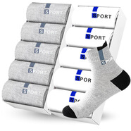 南極人男士棉襪子男人加厚耐磨中筒透氣吸汗春夏秋冬四季提耳護跟運動(dòng)潮 淺灰+白藍 38-44碼 10雙 均碼 10雙 （袋裝，非盒裝）