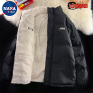 NASALIKE雙面穿棉衣男秋冬季韓版潮流寬松仿羊羔絨棉服潮牌棉襖毛絨外套 【高質(zhì)量雙面穿】MY16黑色 XL