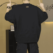 DUXD蝙蝠袖廓形T桖重磅闊版短袖T桖男大碼OVERSIZE慵懶風(fēng)體恤衫 黑色 M 適合(100-150斤))
