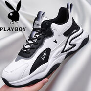 playboy花花公子春夏透氣網(wǎng)面增高運(yùn)動鞋舒適防臭輕便休閑跑步鞋 966白色皮面款 44