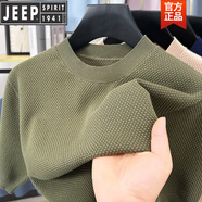 吉普（JEEP）高檔菠蘿格針織純棉T恤男2025夏季新款韓版休閑時尚潮流純色T恤夏 針織純棉t恤【綠色】 M