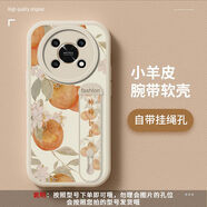 今首為柿柿如意適用榮耀x30手機殼華為x20小羊皮ANY-AN00全包honor防摔 柿柿如意象牙白小羊皮腕帶支架 榮耀X30