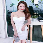 瑞詩(shī)珂夜總店性感技師服抹胸女夏季一步裙遮肚子連衣裙純欲風(fēng)短裙子 白色 L 建議105-114斤