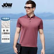 喬沃（JOW）【68%醋酸】高端輕奢商務(wù)休閑條紋POLO衫男夏季中年男士短袖T恤