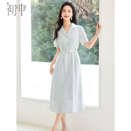 初申夏季短袖連衣裙女氣質(zhì)V領(lǐng)收腰顯瘦休閑度假風(fēng)中長(cháng)款裙子S52Q044