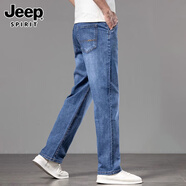 JEEP SPIRIT正品吉普高端牛仔褲男夏季薄款寬松直筒闊腿斜插袋中年休閑褲子男 3206復(fù)古藍(lán)常規(guī) 30 碼 腰圍2尺3適合110-120斤左右