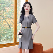 特洛曼職業(yè)連衣裙2025新款女夏季氣質(zhì)收腰顯瘦通勤OL正裝A字裙子
