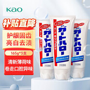 花王（KAO）牙膏165g 薄荷木糖醇多效護理牙齦固齒清新口氣 含顆粒牙膏 清新口氣大白牙膏165g*3